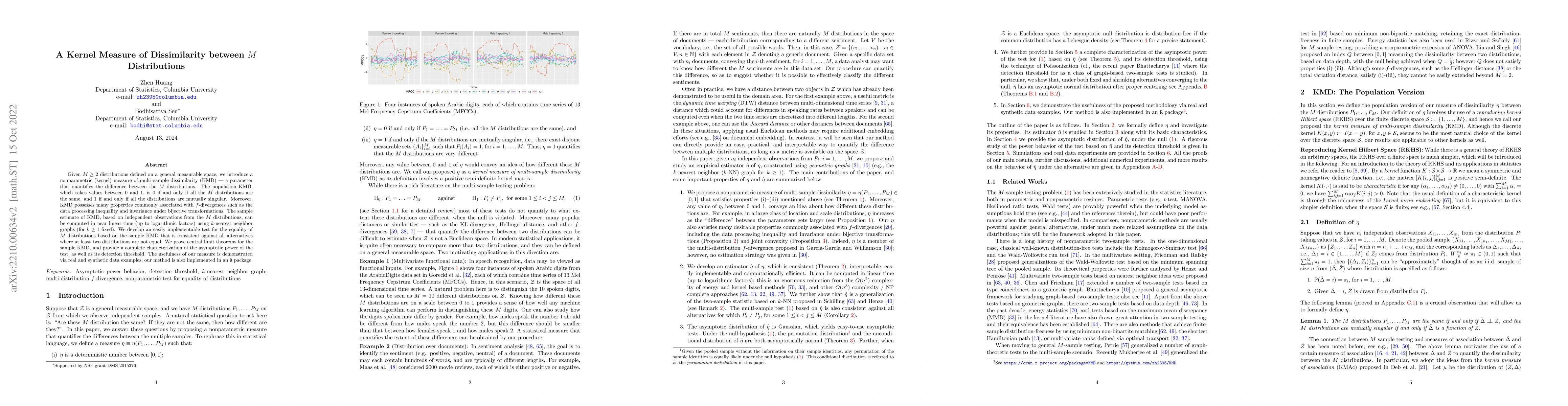 Thumbnail for A Kernel Measure of Dissimilarity between $M$ Distributions