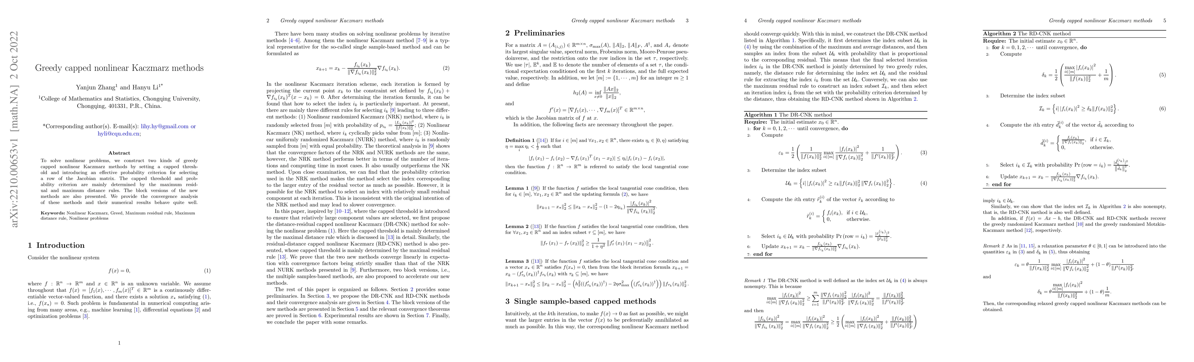 Thumbnail for Greedy capped nonlinear Kaczmarz methods