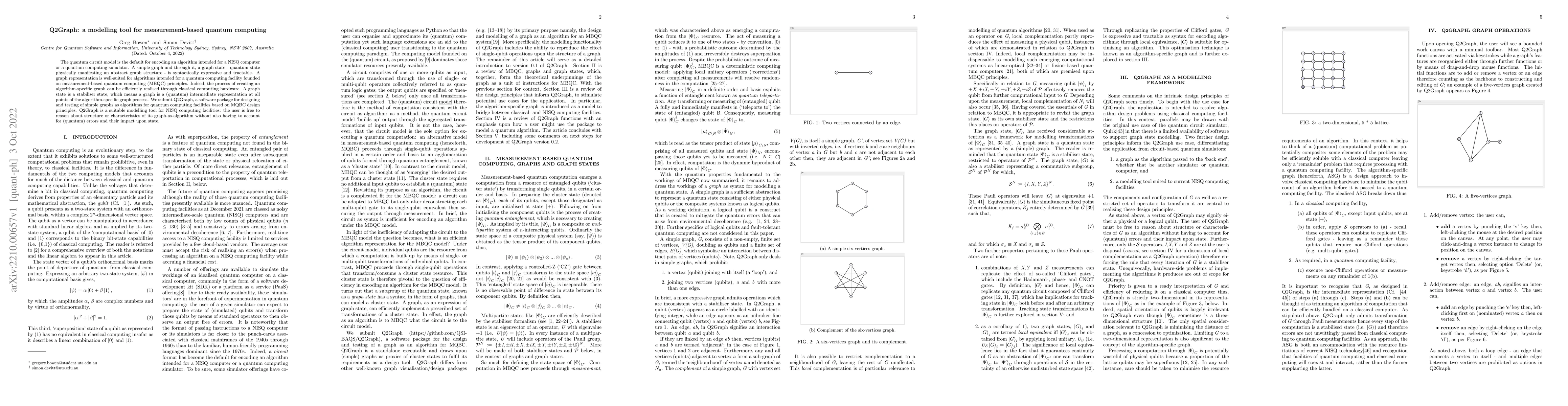 Thumbnail for Q2Graph: a modelling tool for measurement-based quantum computing