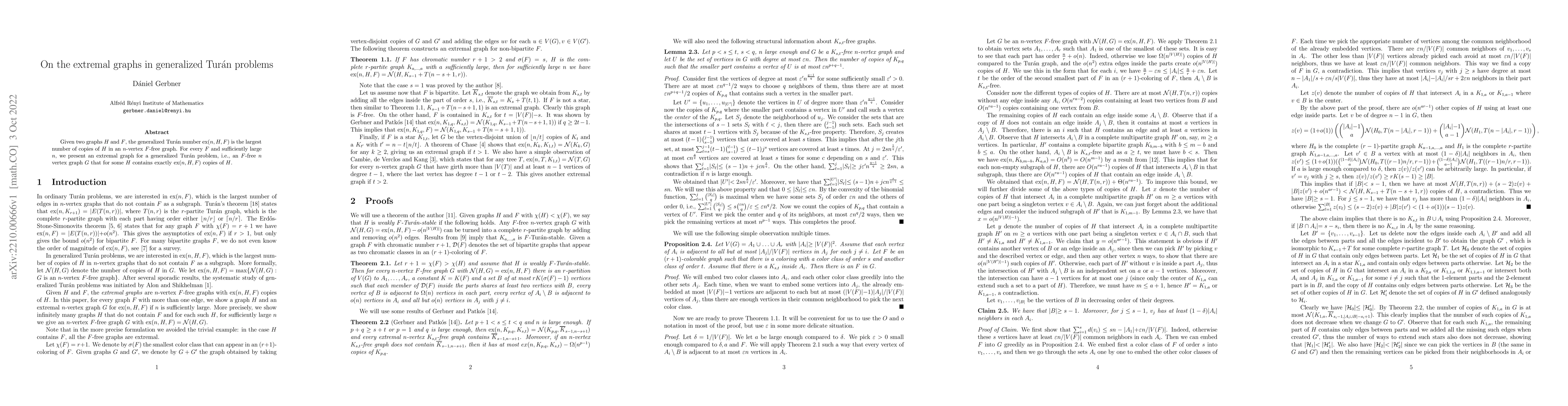 Thumbnail for On the extremal graphs in generalized Tur\'an problems