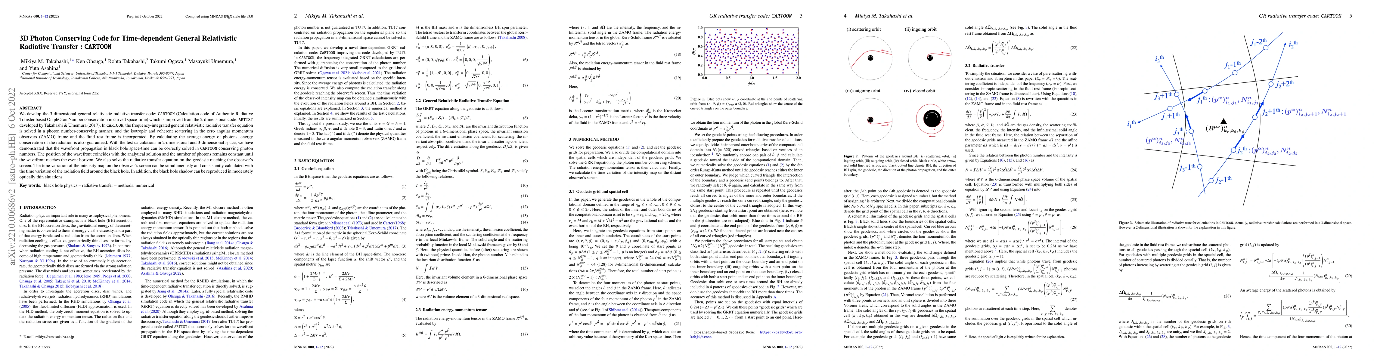 Thumbnail for 3D Photon Conserving Code for Time-dependent General Relativistic
  Radiative Transfer : CARTOON