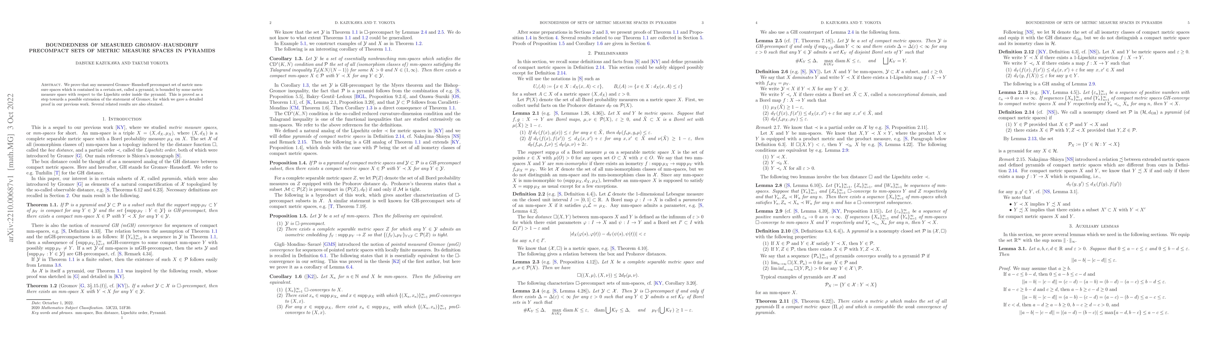 Thumbnail for Boundedness of measured Gromov-Hausdorff precompact sets of metric
  measure spaces in pyramids