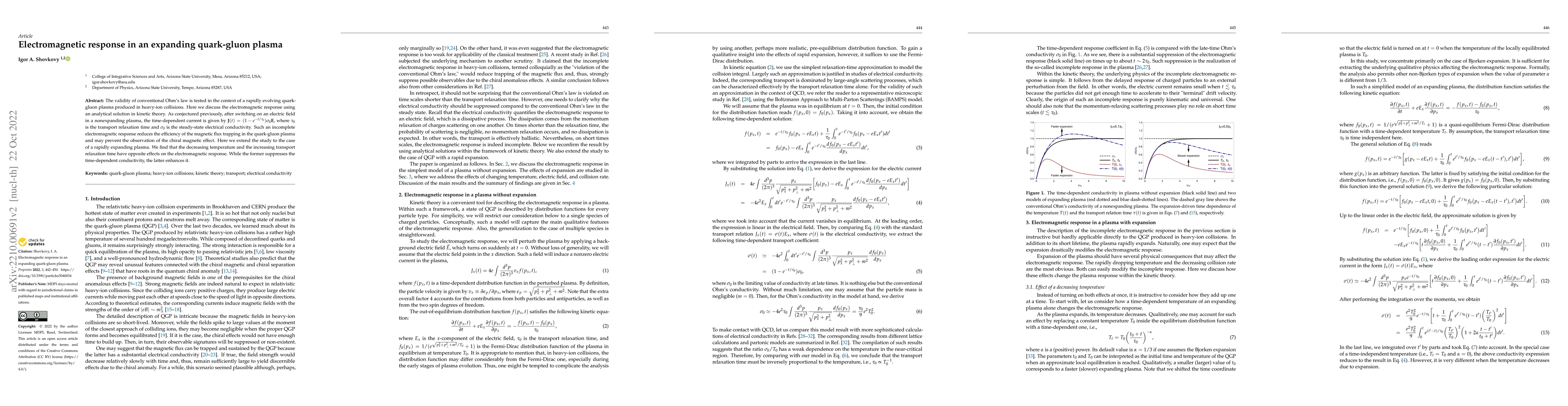 Thumbnail for Electromagnetic response in an expanding quark-gluon plasma