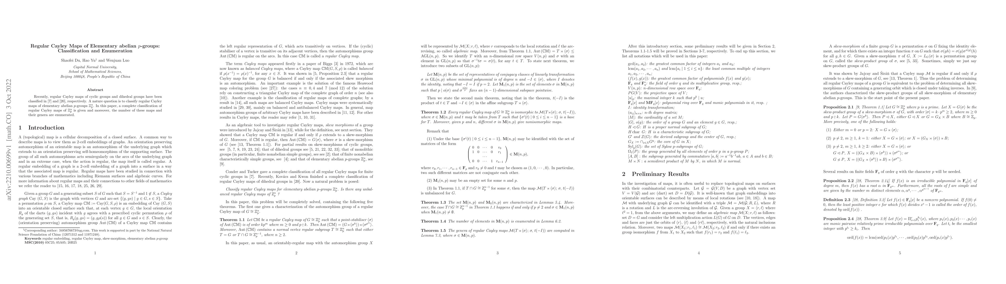 Thumbnail for Regular Cayley Maps of Elementary abelian $p$-groups: Classification and
  Enumeration
