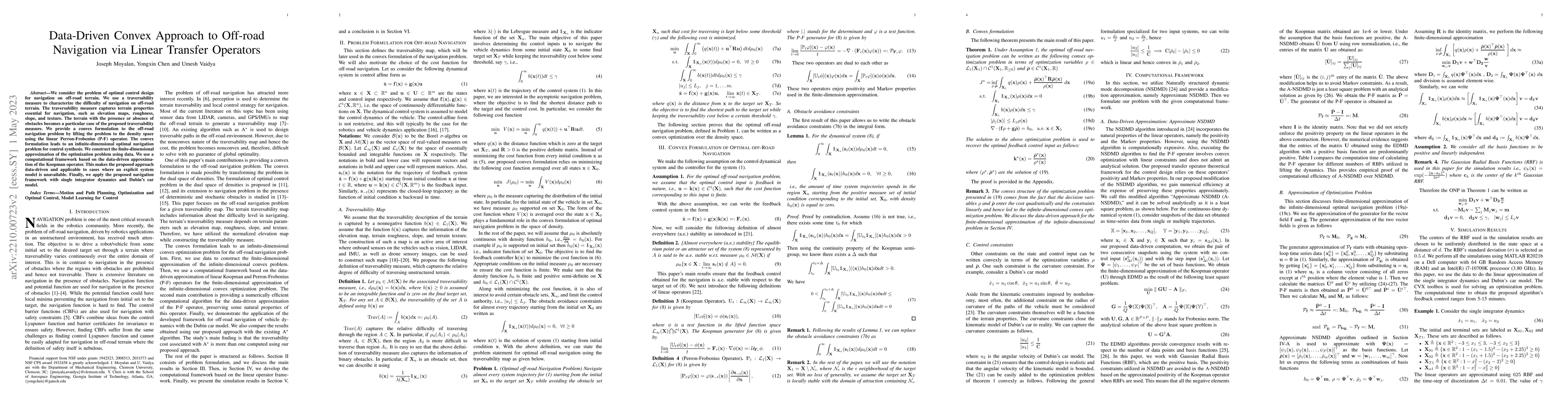 Thumbnail for Data-Driven Convex Approach to Off-road Navigation via Linear Transfer
  Operators
