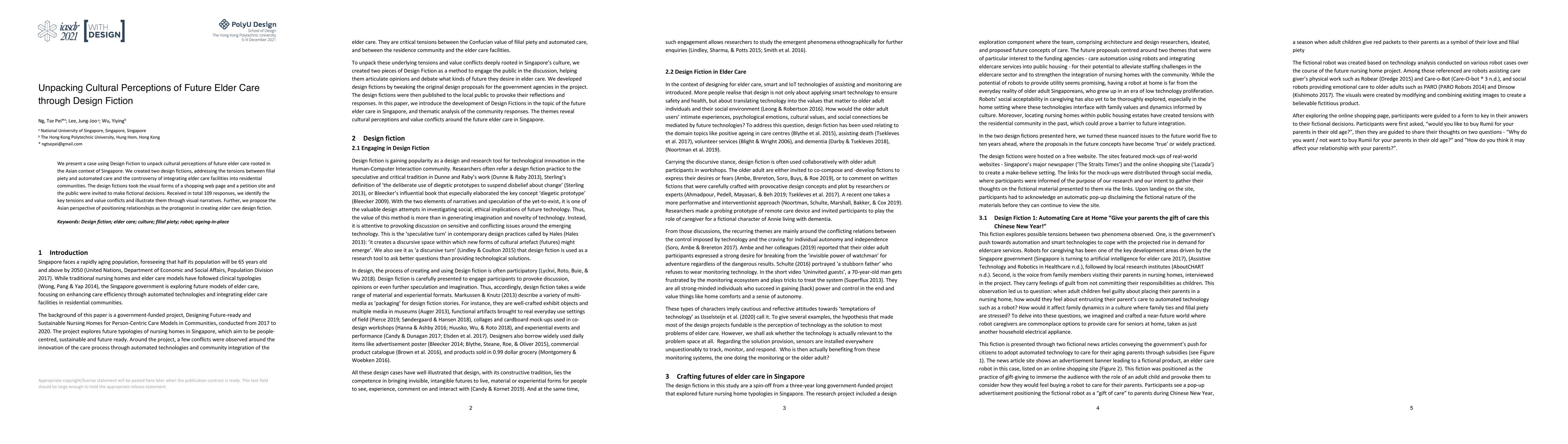 Thumbnail for Unpacking Cultural Perceptions of Future Elder Care through Design
  Fiction