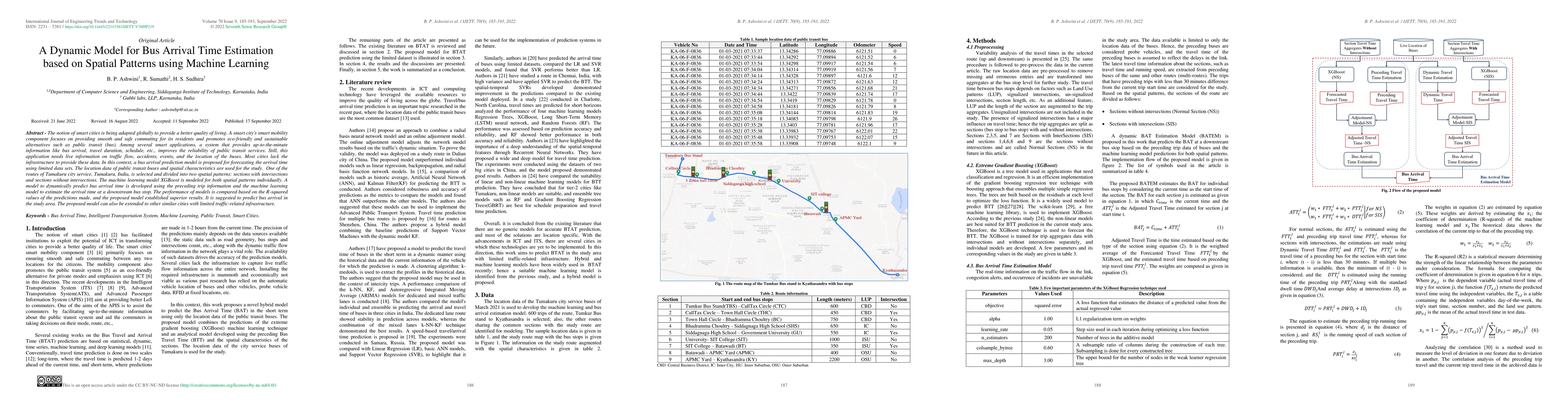 Thumbnail for A Dynamic Model for Bus Arrival Time Estimation based on Spatial
  Patterns using Machine Learning