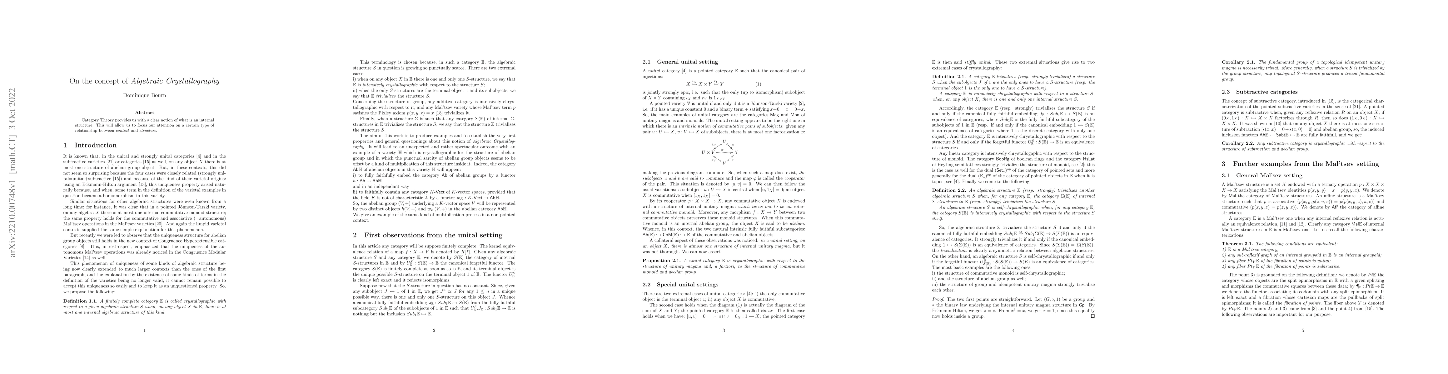 Thumbnail for On the concept of Algebraic Crystallography