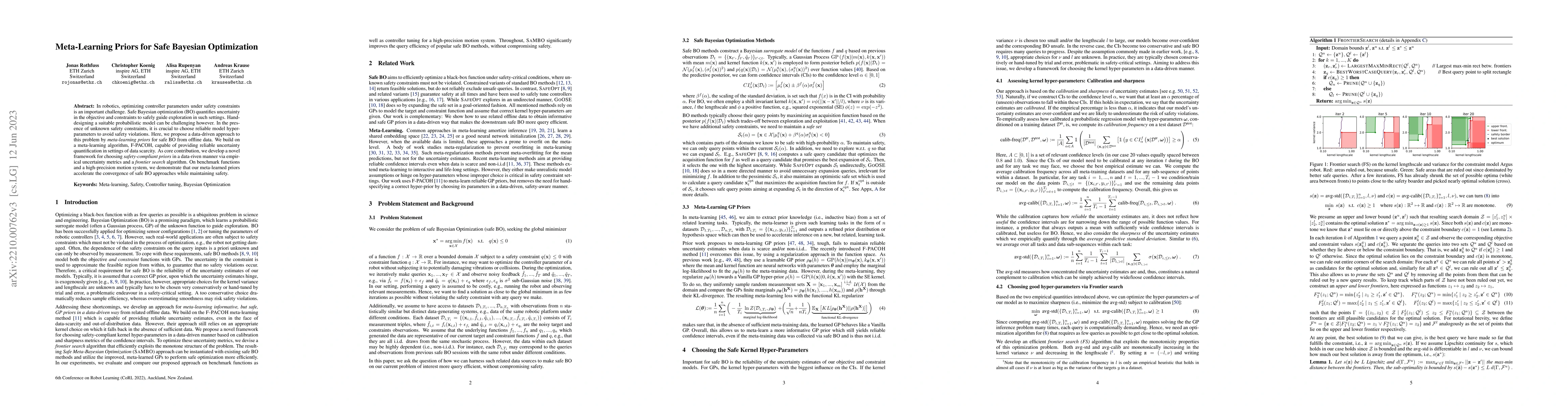 Thumbnail for Meta-Learning Priors for Safe Bayesian Optimization