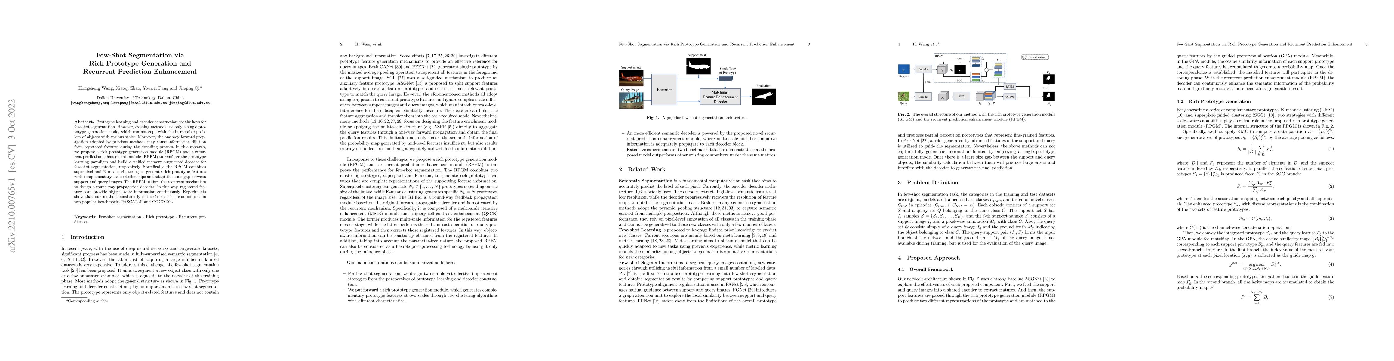 Thumbnail for Few-Shot Segmentation via Rich Prototype Generation and Recurrent
  Prediction Enhancement