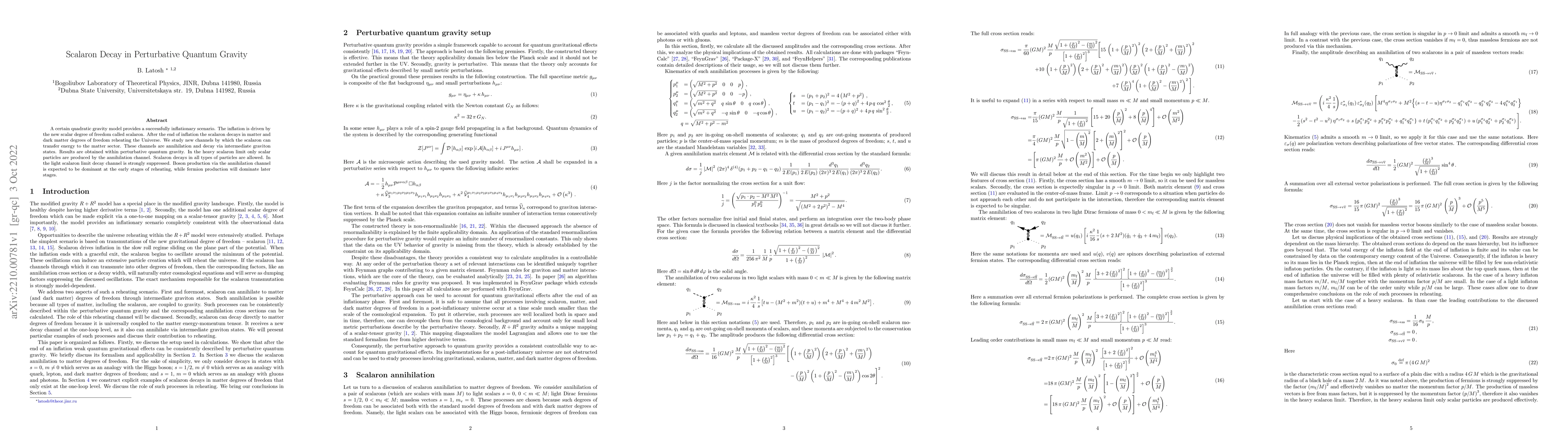 Thumbnail for Scalaron Decay in Perturbative Quantum Gravity