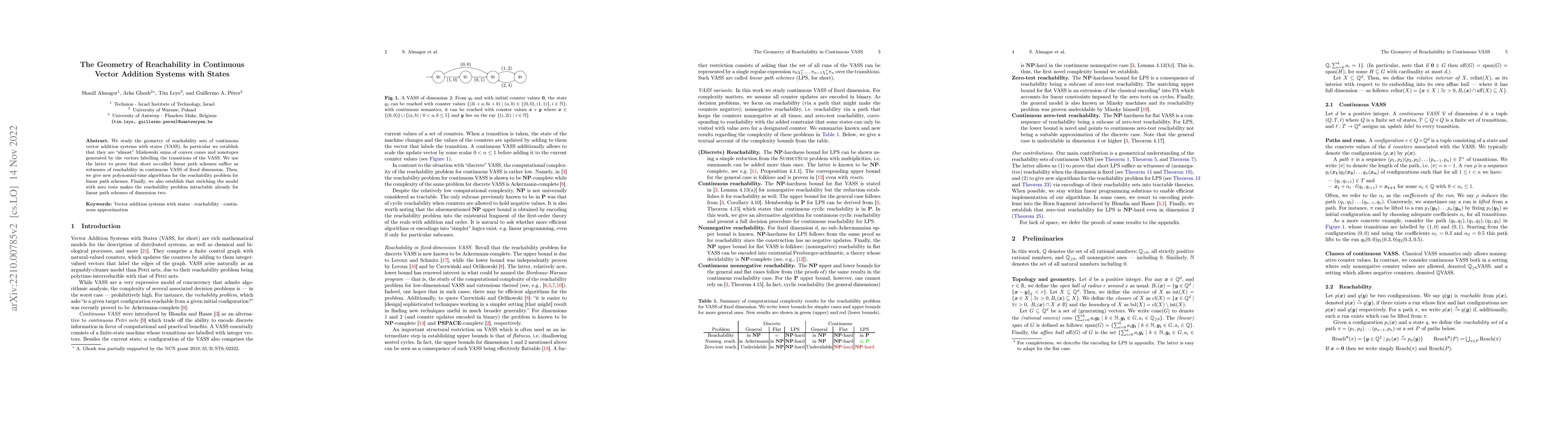 Thumbnail for The Geometry of Reachability in Continuous Vector Addition Systems with
  States