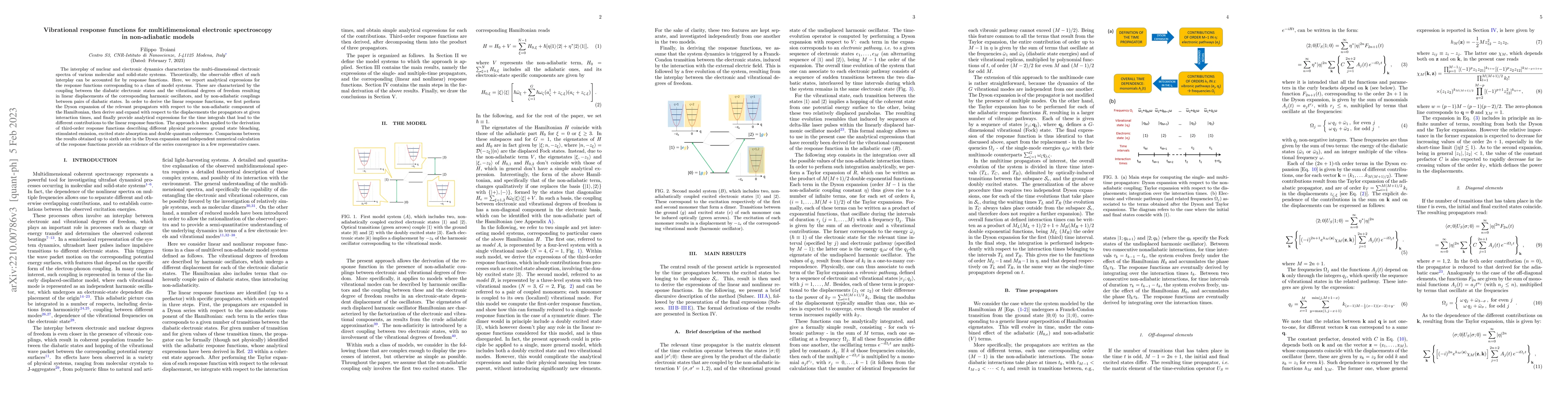 Thumbnail for Vibrational response functions for multidimensional electronic
  spectroscopy in non-adiabatic models