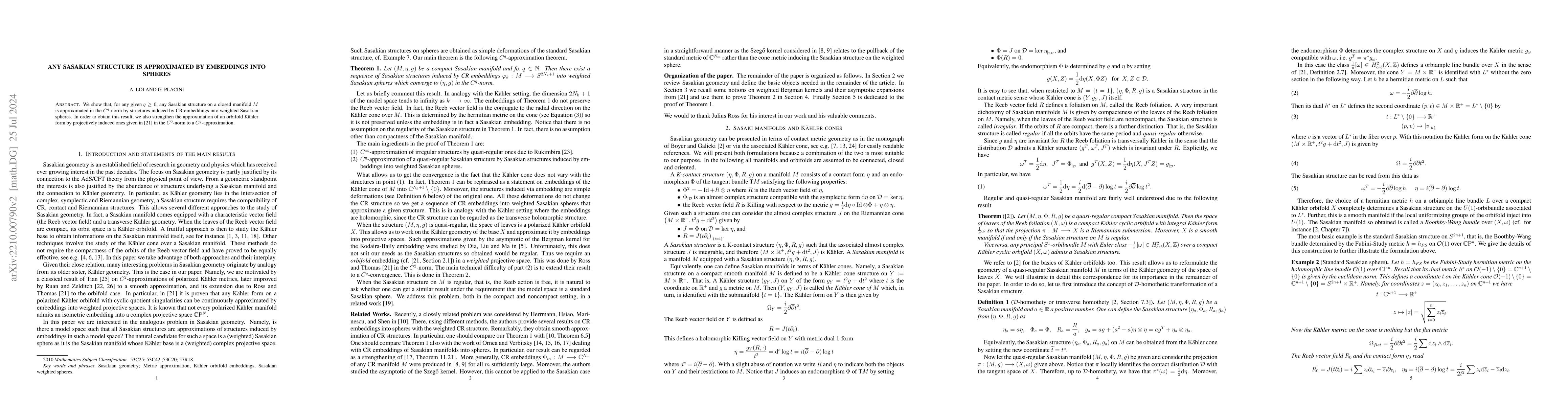 Thumbnail for Any Sasakian structure is approximated by embeddings into spheres