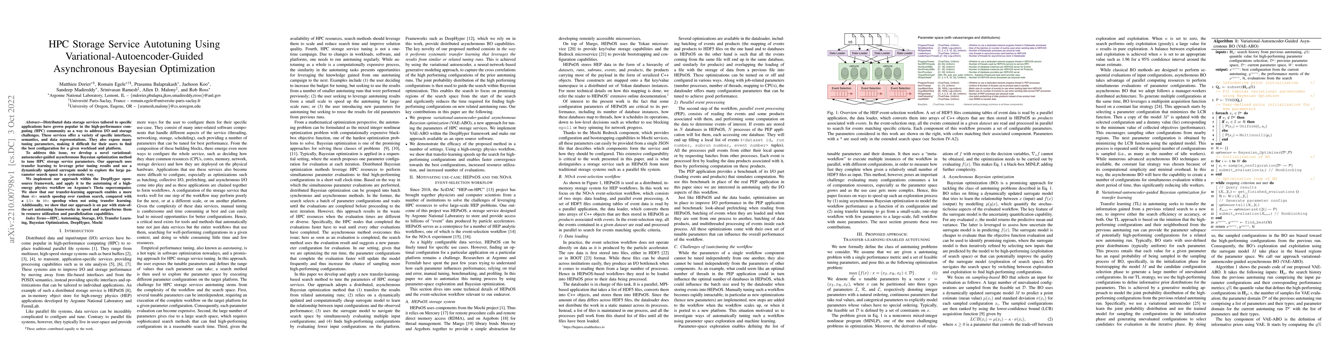 Thumbnail for HPC Storage Service Autotuning Using Variational-Autoencoder-Guided
  Asynchronous Bayesian Optimization