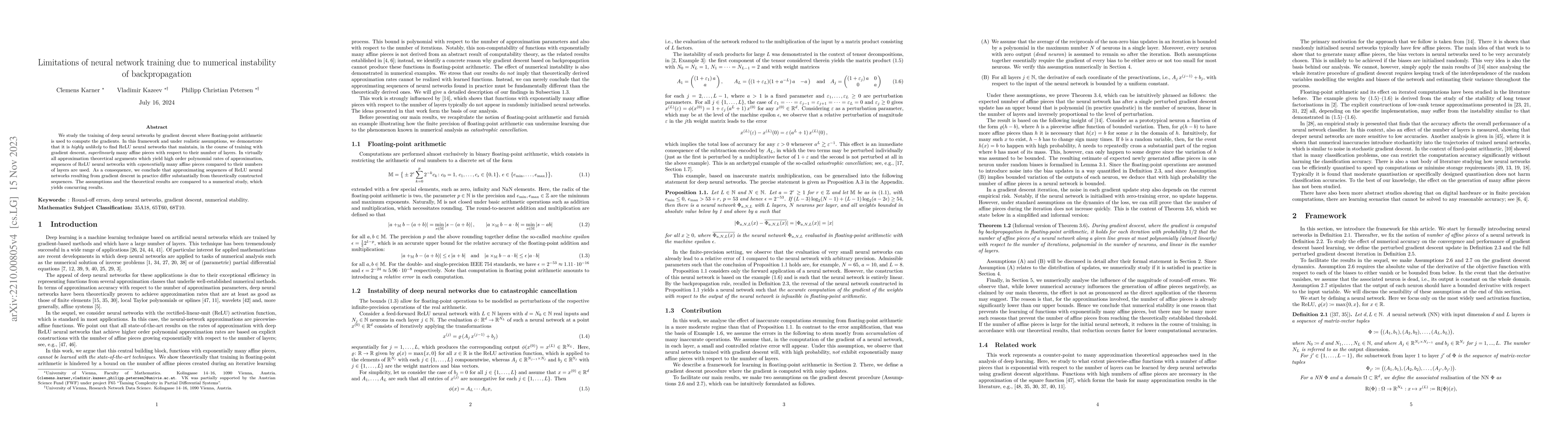 Thumbnail for Limitations of neural network training due to numerical instability of
  backpropagation