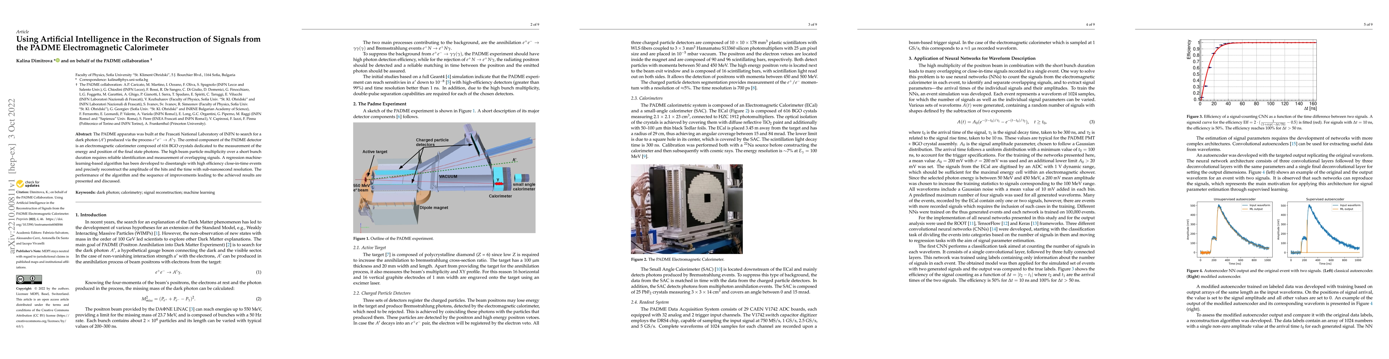 Thumbnail for Using Artificial Intelligence in the Reconstruction of Signals from the
  PADME Electromagnetic Calorimeter