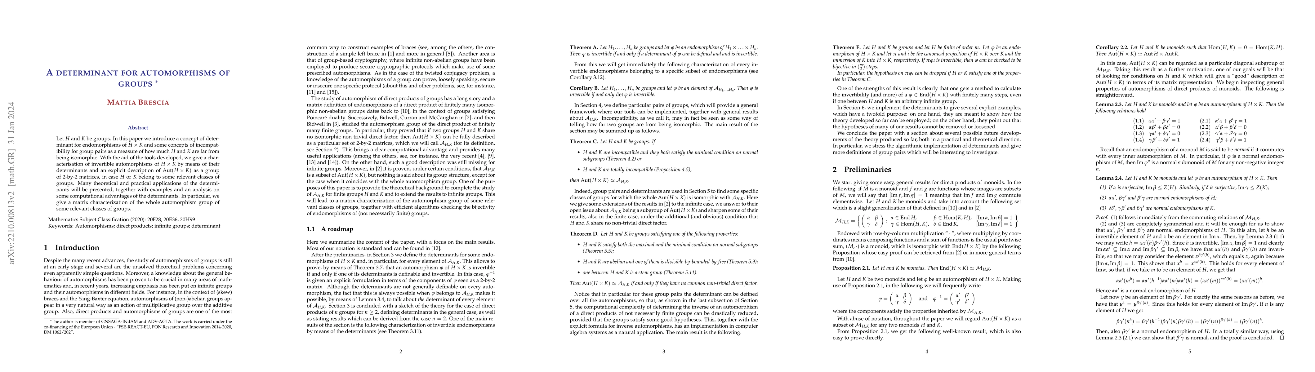 Thumbnail for A determinant for automorphisms of groups