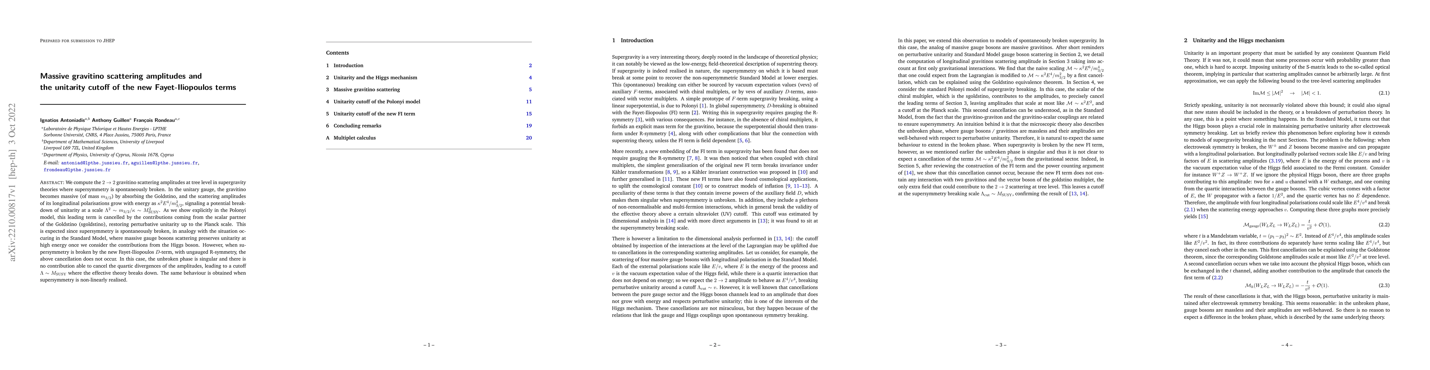 Thumbnail for Massive gravitino scattering amplitudes and the unitarity cutoff of the
  new Fayet-Iliopoulos terms