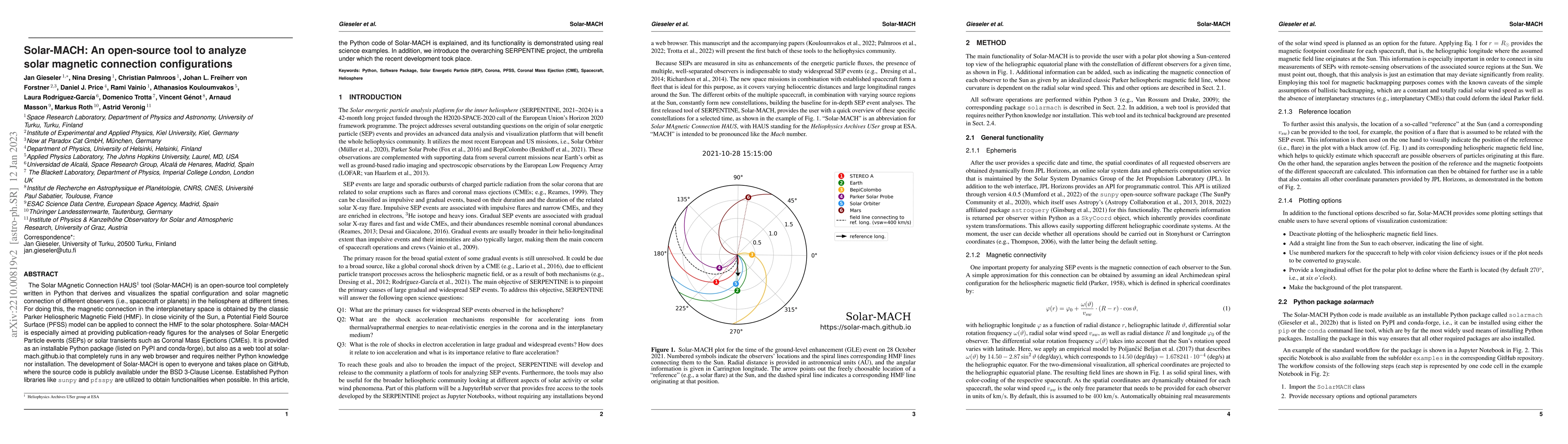 Thumbnail for Solar-MACH: An open-source tool to analyze solar magnetic connection
  configurations