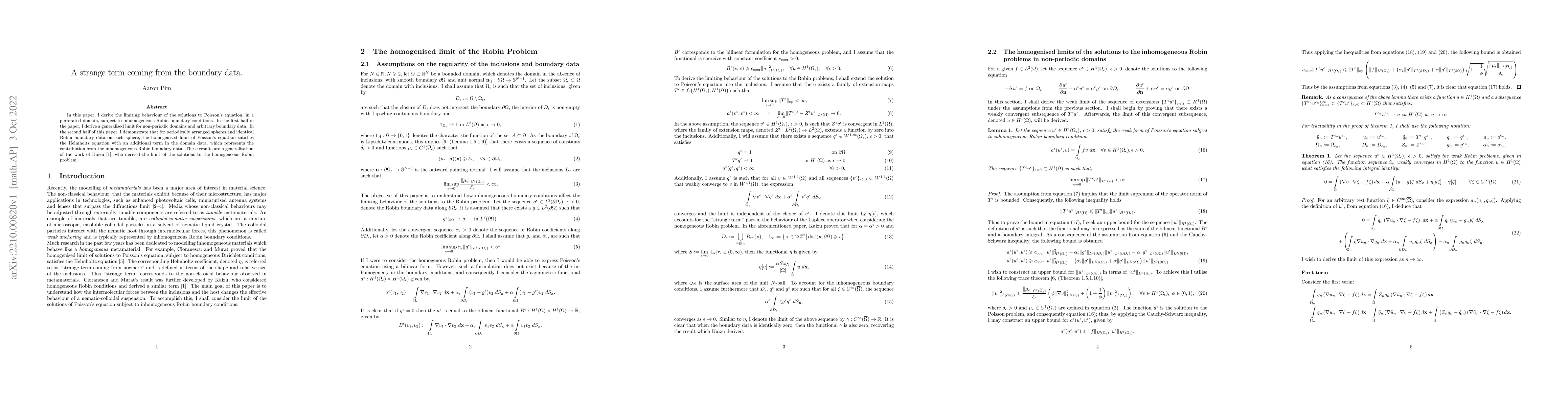 Thumbnail for A strange term coming from the boundary data