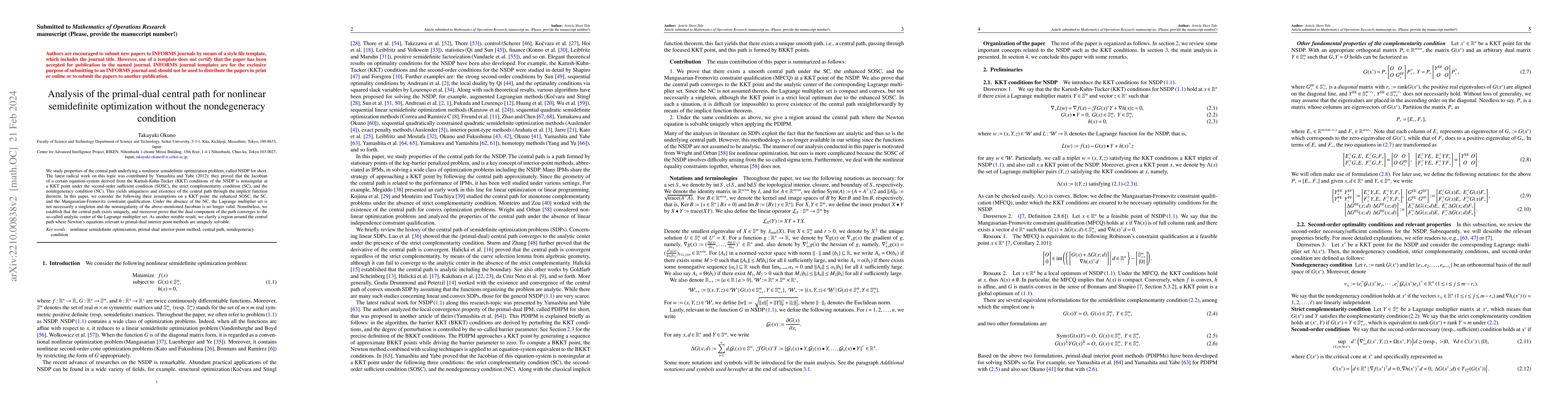 Thumbnail for Analysis of the primal-dual central path for nonlinear semidefinite
  optimization without the nondegeneracy condition