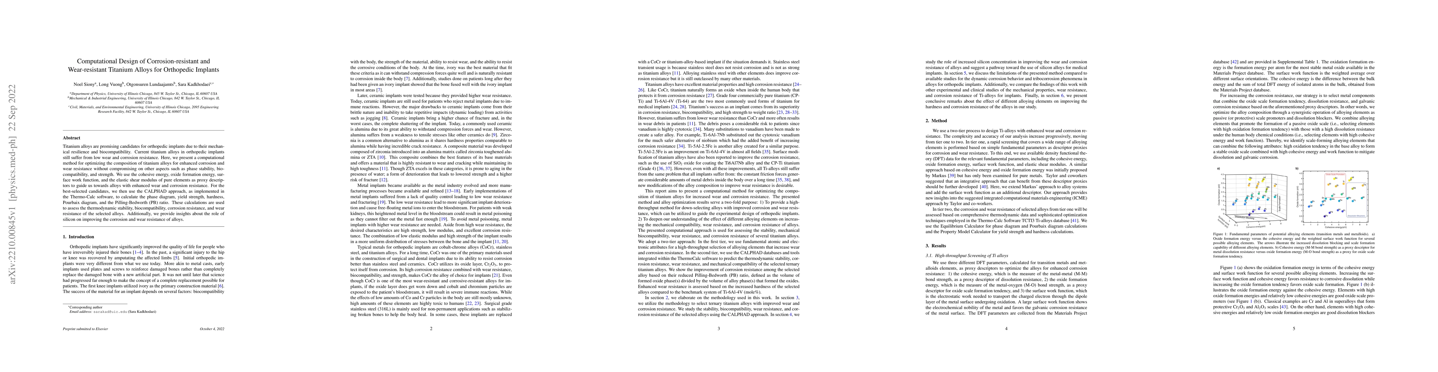 Thumbnail for Computational Design of Corrosion-resistant and Wear-resistant Titanium
  Alloys for Orthopedic Implants