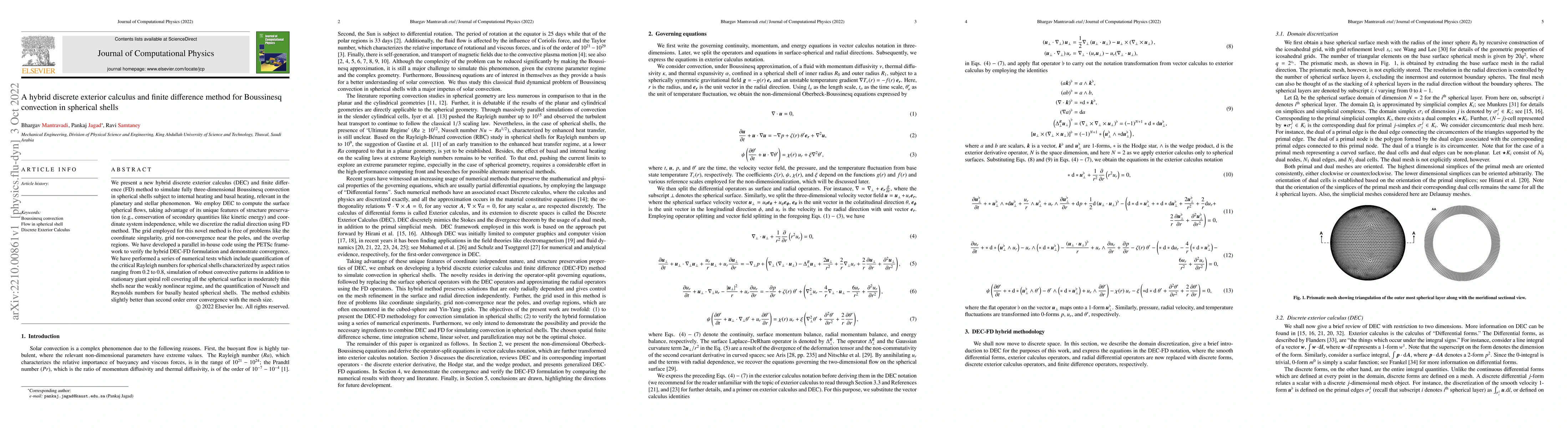 Thumbnail for A hybrid discrete exterior calculus and finite difference method for
  Boussinesq convection in spherical shells