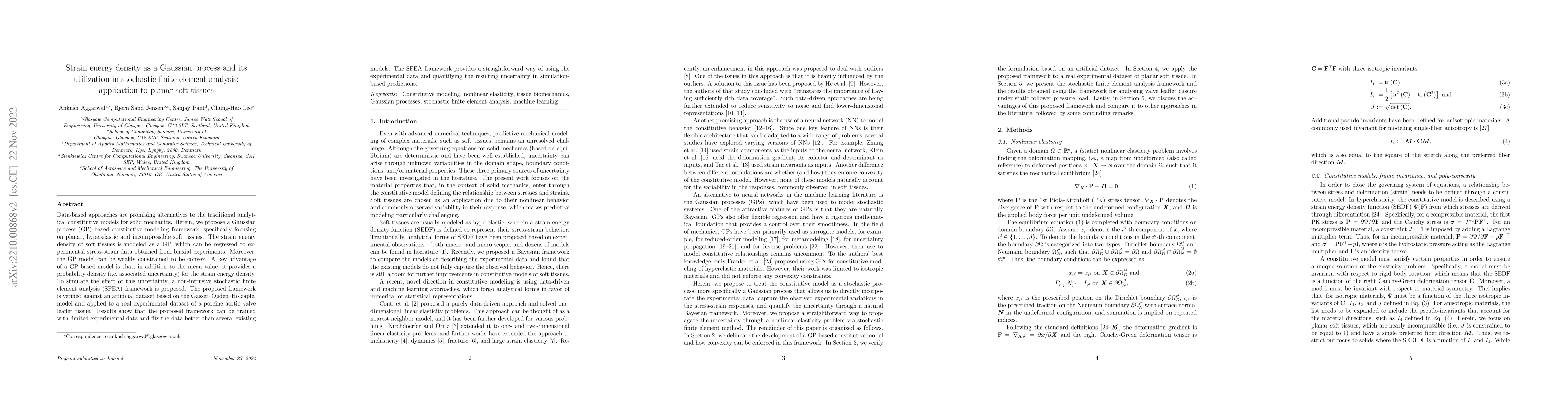 Thumbnail for Strain energy density as a Gaussian process and its utilization in
  stochastic finite element analysis: application to planar soft tissues