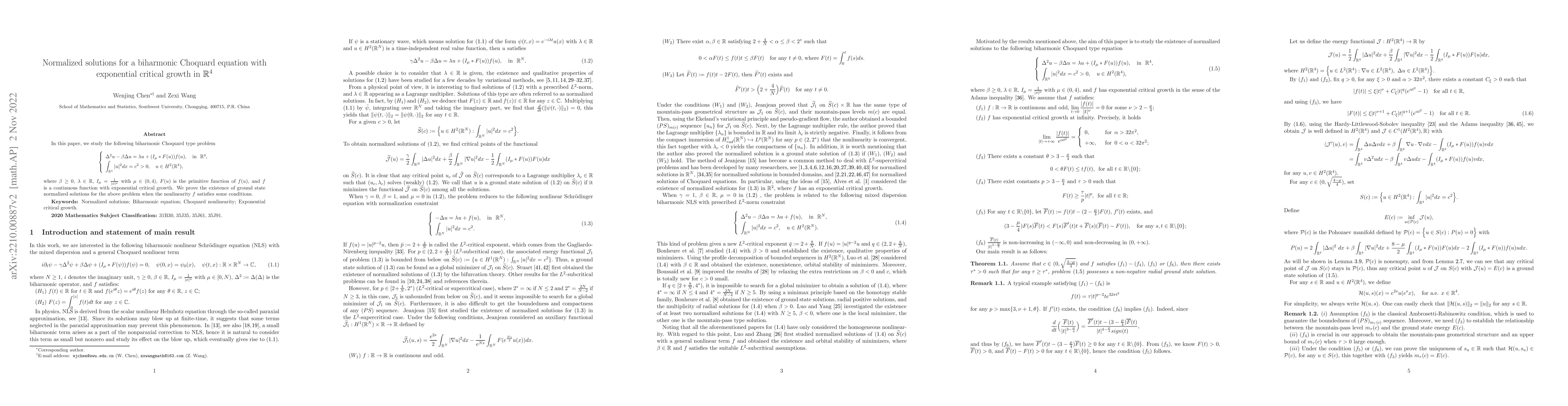 Thumbnail for Normalized solutions for a biharmonic Choquard equation with exponential
  critical growth in $\mathbb{R}^4$