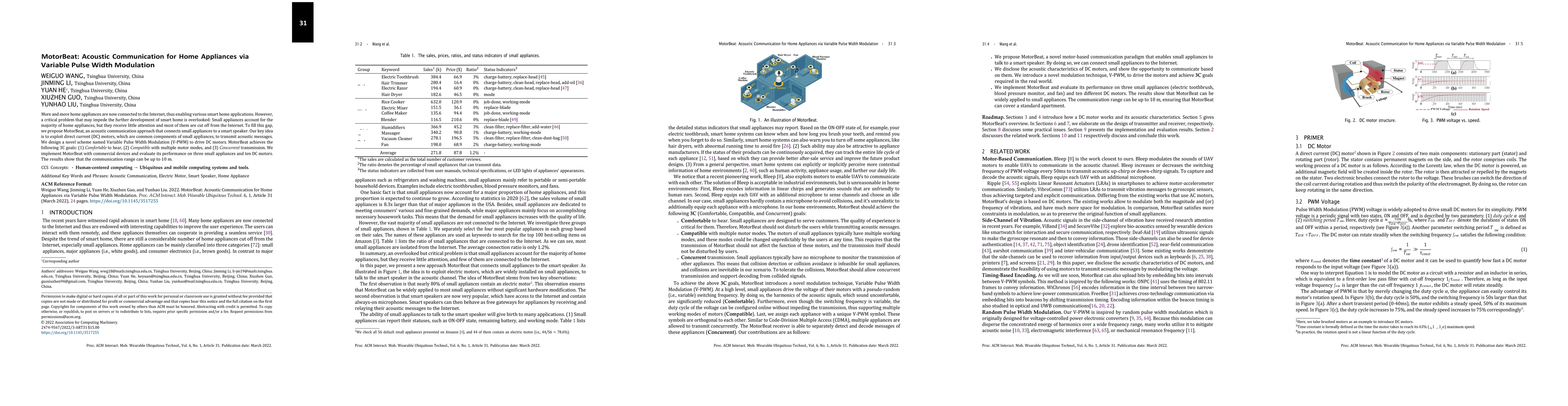 Thumbnail for MotorBeat: Acoustic Communication for Home Appliances via Variable Pulse
  Width Modulation