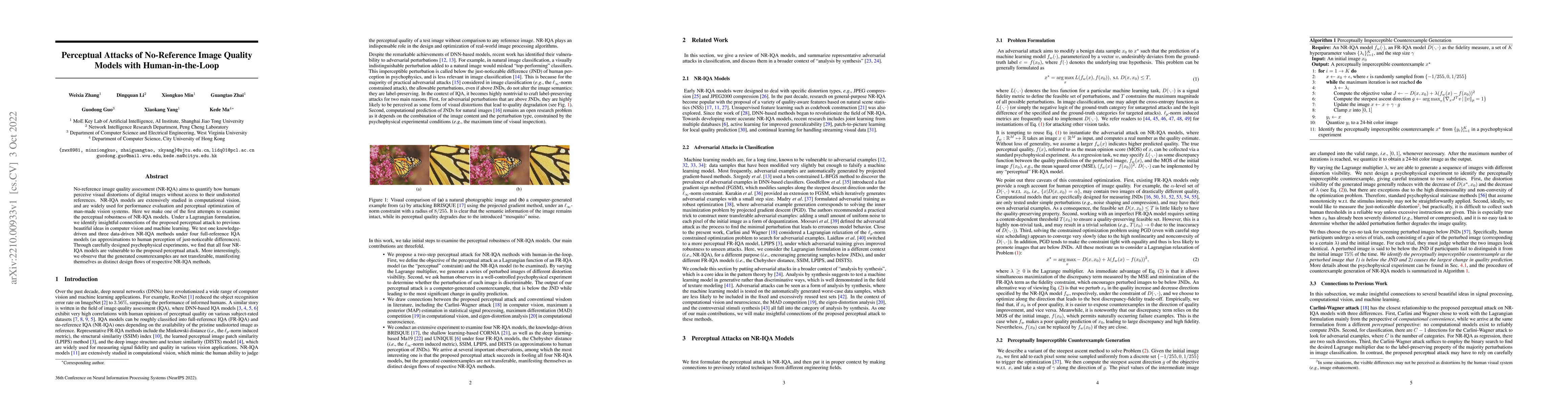 Thumbnail for Perceptual Attacks of No-Reference Image Quality Models with
  Human-in-the-Loop