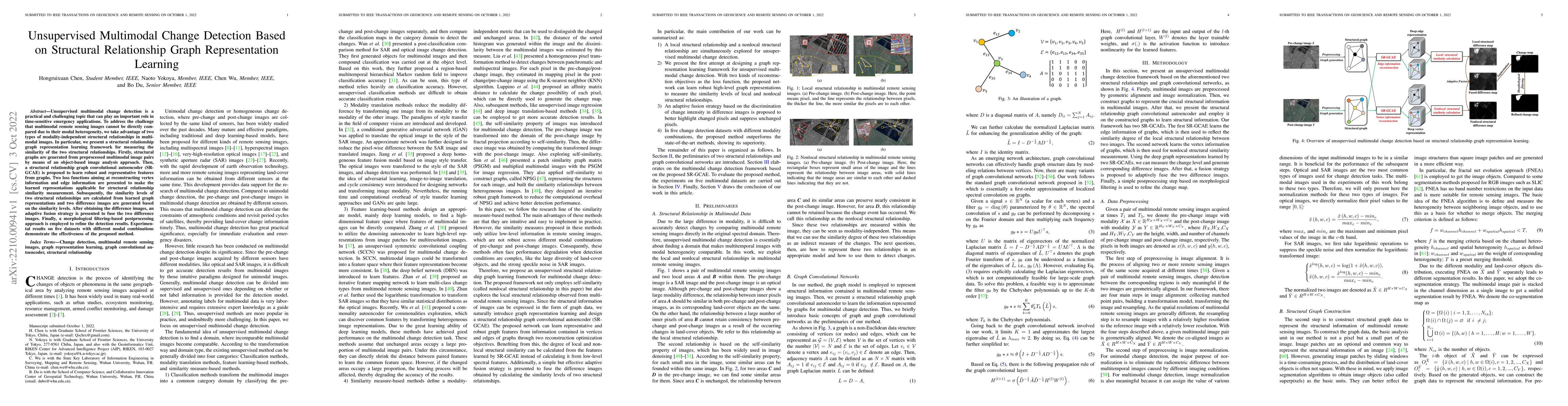 Thumbnail for Unsupervised Multimodal Change Detection Based on Structural
  Relationship Graph Representation Learning