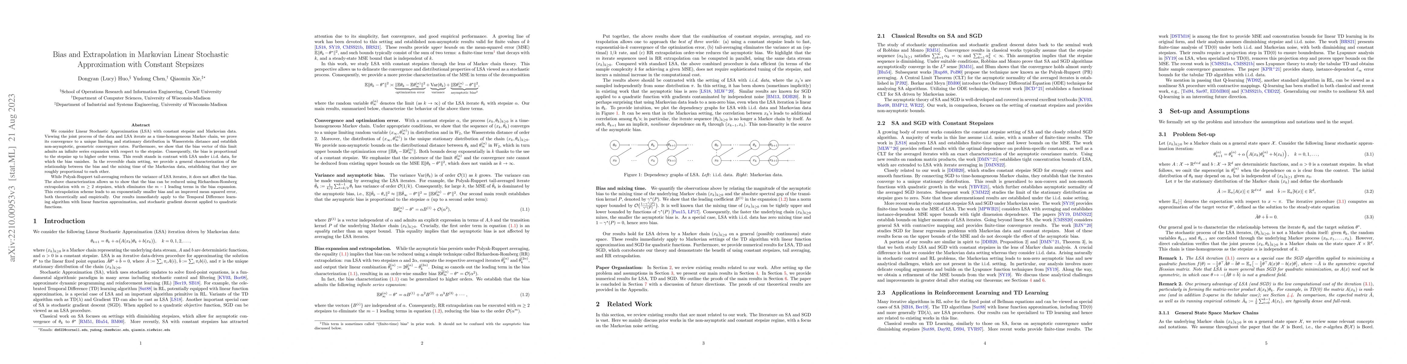 Thumbnail for Bias and Extrapolation in Markovian Linear Stochastic Approximation with
  Constant Stepsizes