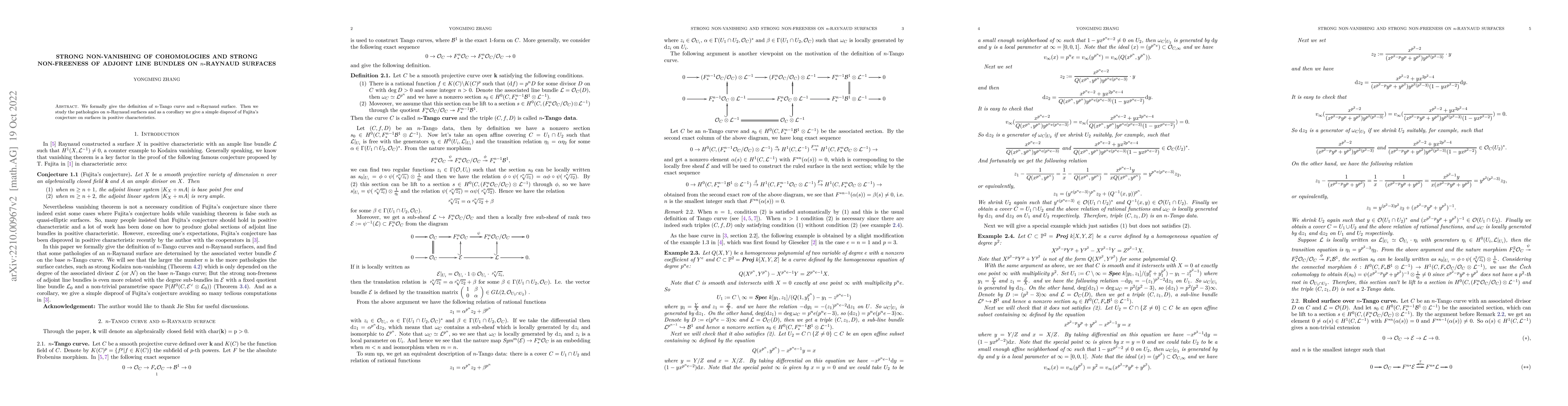 Thumbnail for Strong non-vanishing of cohomologies and strong non-freeness of adjoint
  line bundles on $n$-Raynaud surfaces