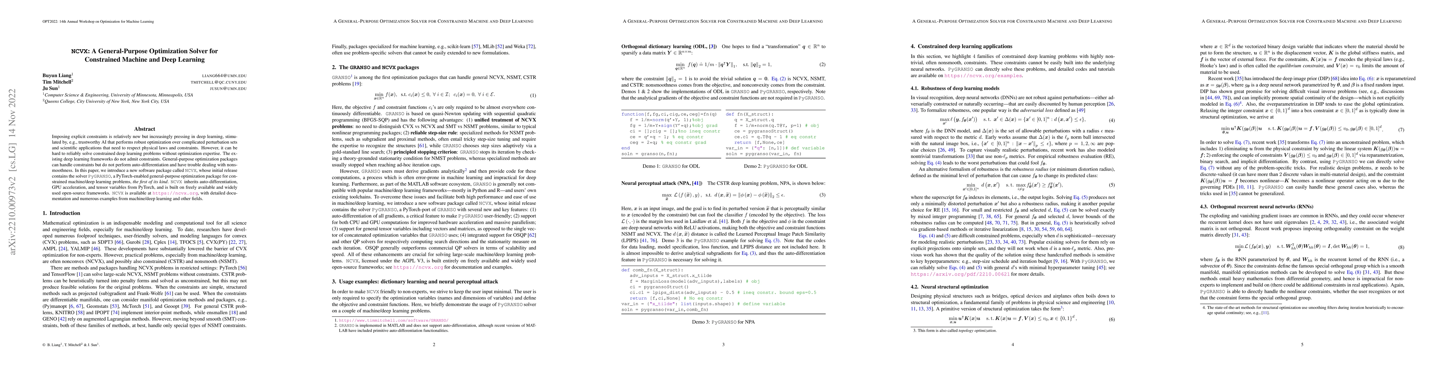 Thumbnail for NCVX: A General-Purpose Optimization Solver for Constrained Machine and
  Deep Learning