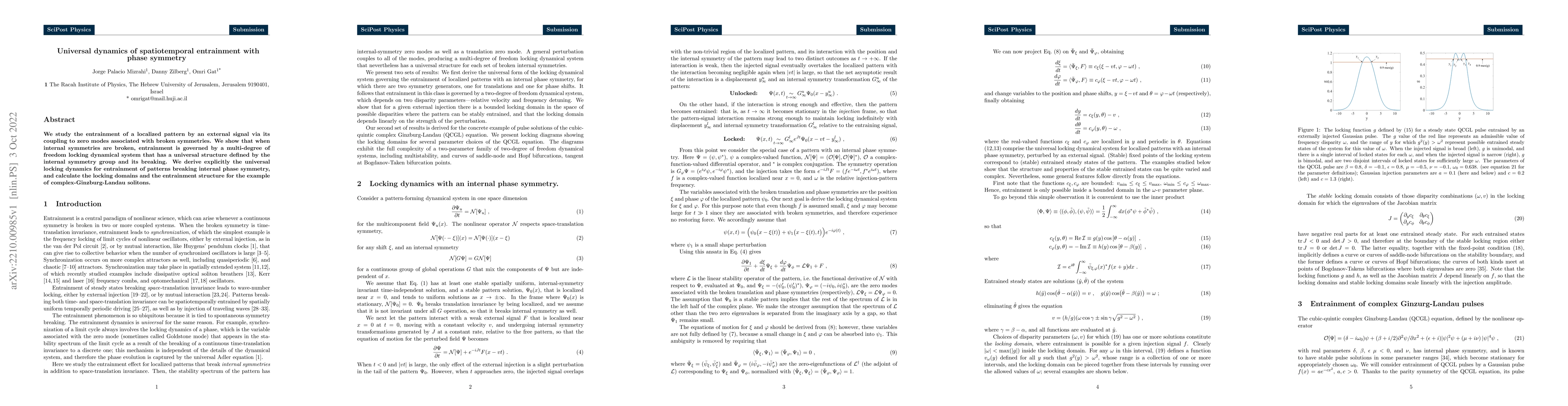 Thumbnail for Universal dynamics of spatiotemporal entrainment with phase symmetry