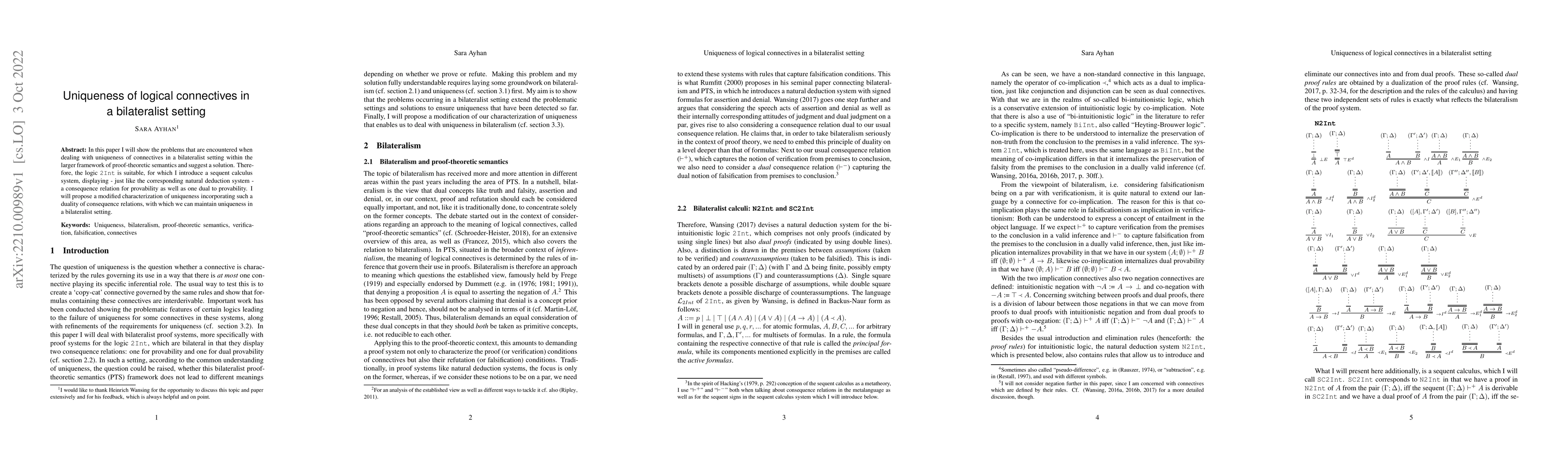 Thumbnail for Uniqueness of logical connectives in a bilateralist setting