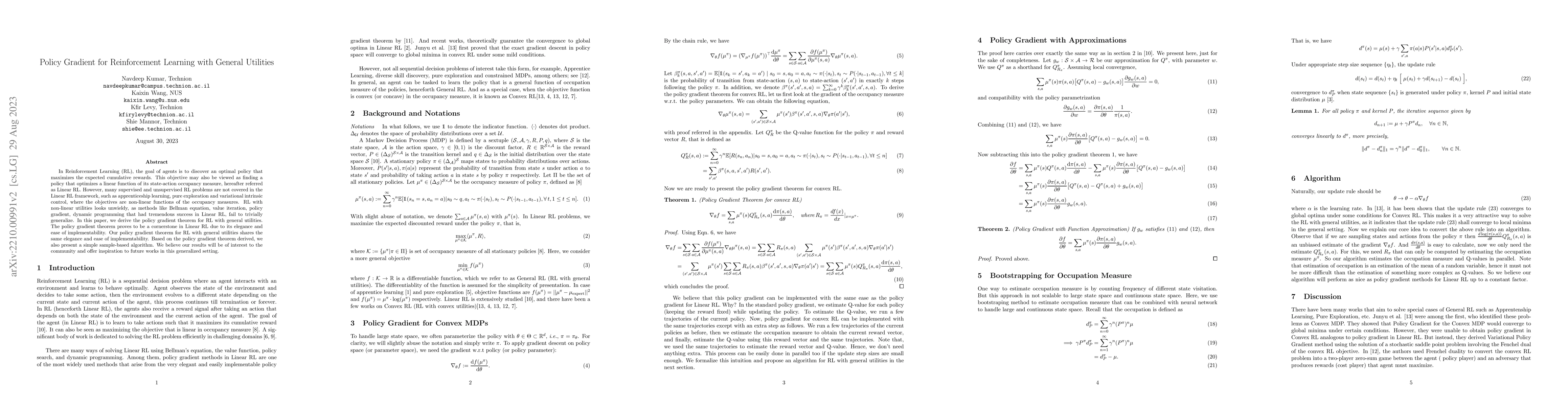 Thumbnail for Policy Gradient for Reinforcement Learning with General Utilities