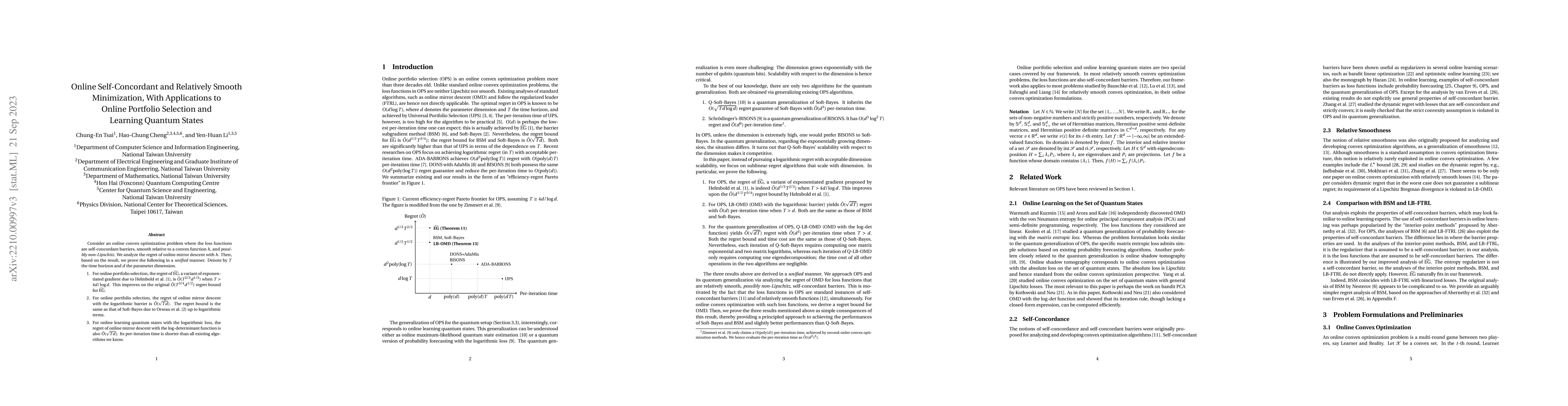 Thumbnail for Online Self-Concordant and Relatively Smooth Minimization, With
  Applications to Online Portfolio Selection and Learning Quantum States