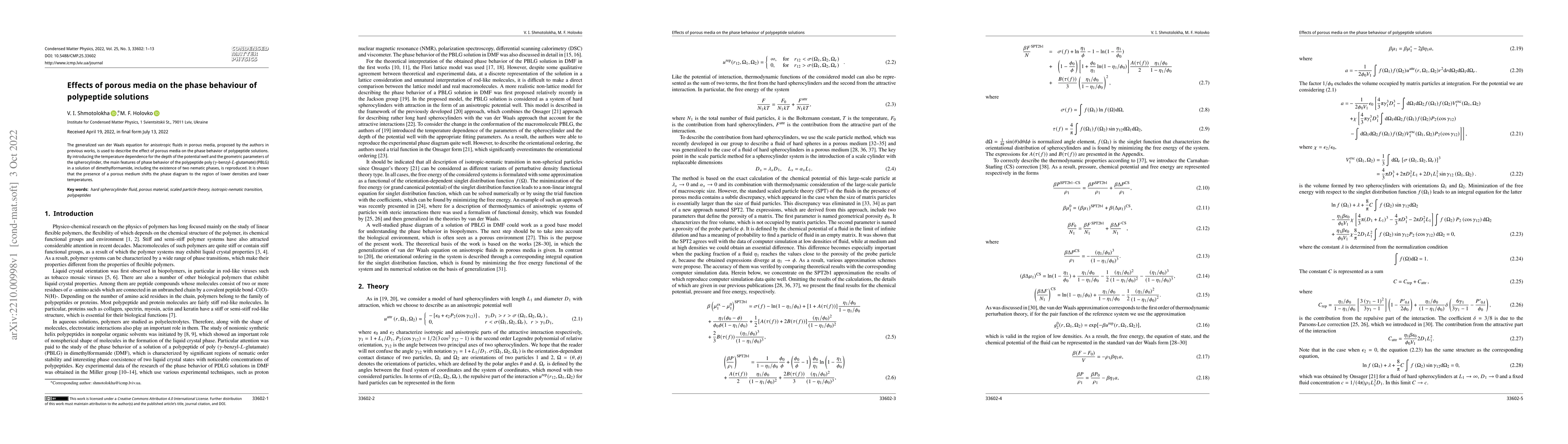 Thumbnail for Effects of porous media on the phase behaviour of polypeptide solutions