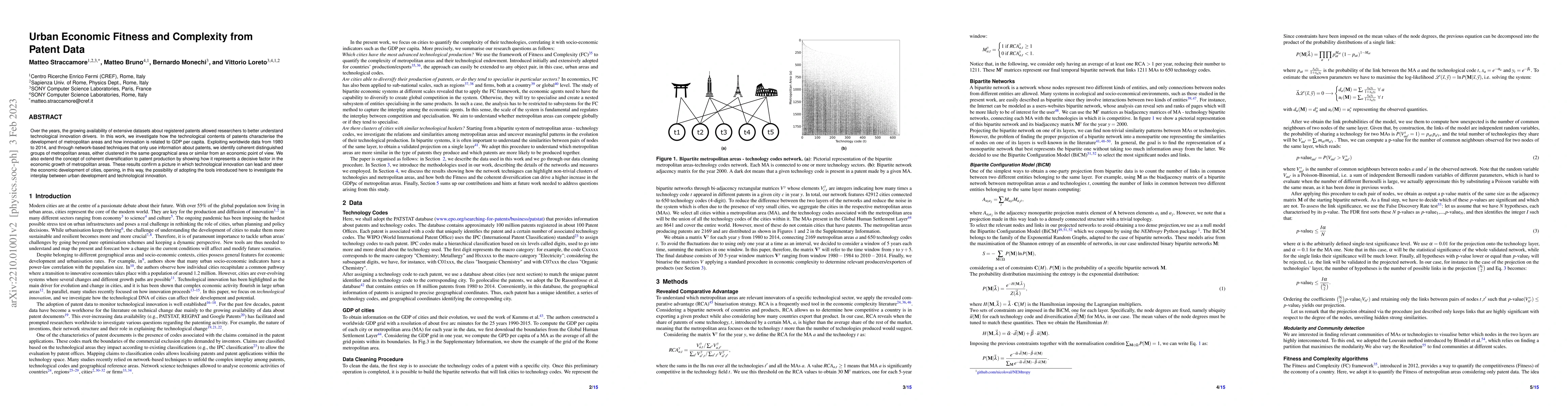 Thumbnail for Urban Economic Fitness and Complexity from Patent Data