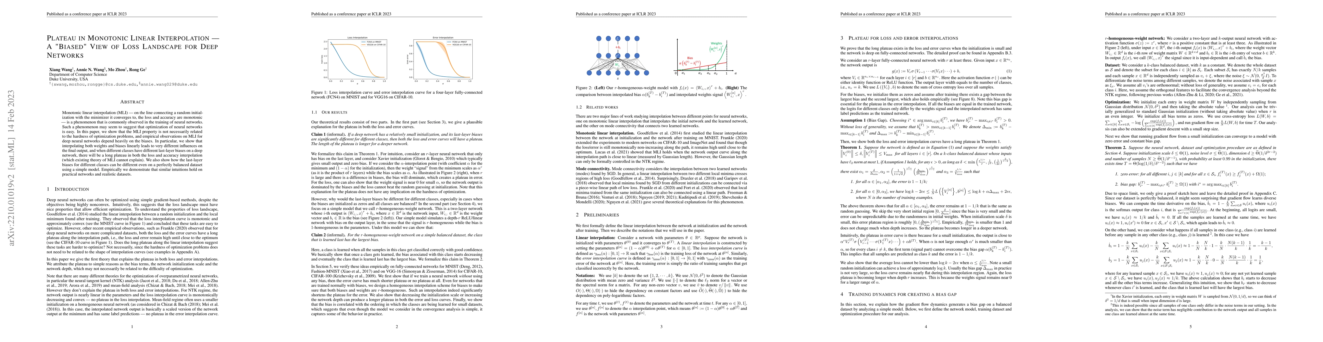 Thumbnail for Plateau in Monotonic Linear Interpolation -- A "Biased" View of Loss
  Landscape for Deep Networks