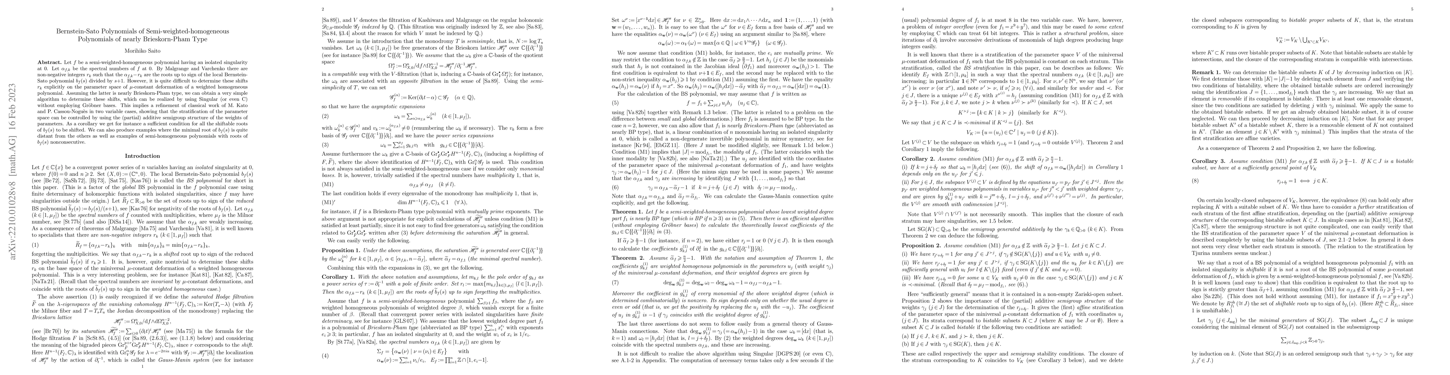 Thumbnail for Bernstein-Sato polynomials of semi-weighted-homogeneous polynomials of
  nearly Brieskorn-Pham type