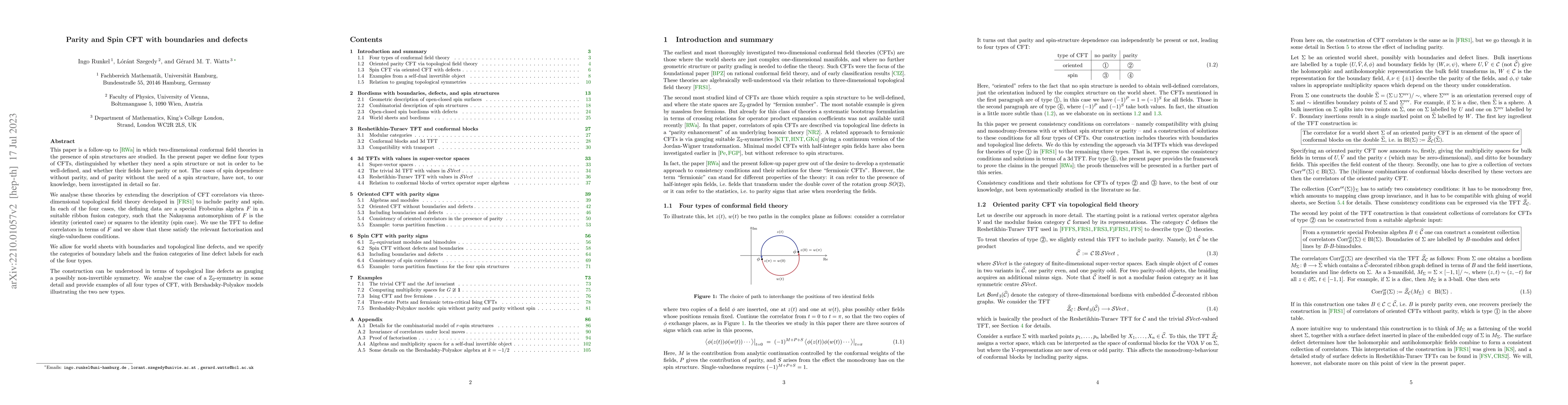 Thumbnail for Parity and Spin CFT with boundaries and defects