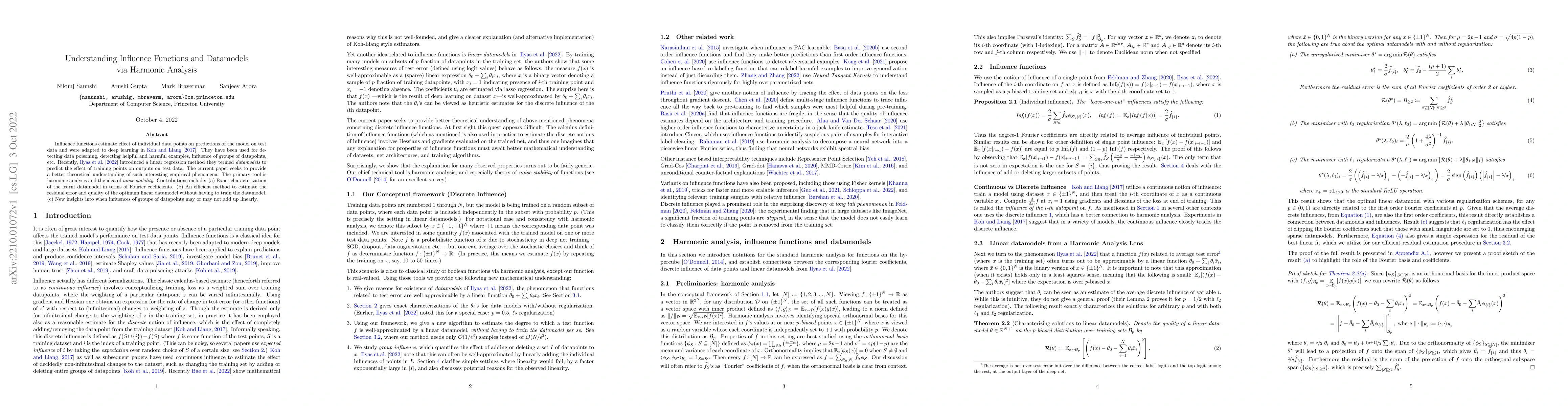 Thumbnail for Understanding Influence Functions and Datamodels via Harmonic Analysis