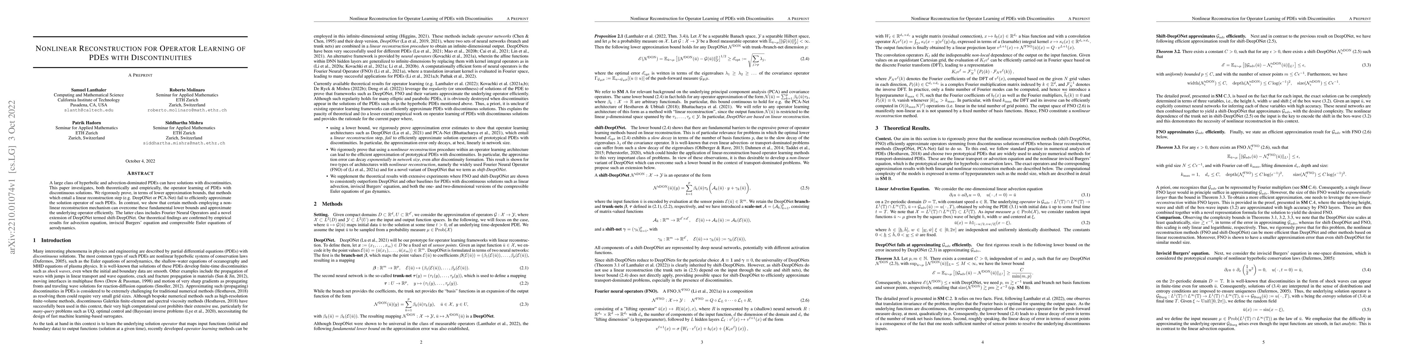 Thumbnail for Nonlinear Reconstruction for Operator Learning of PDEs with
  Discontinuities