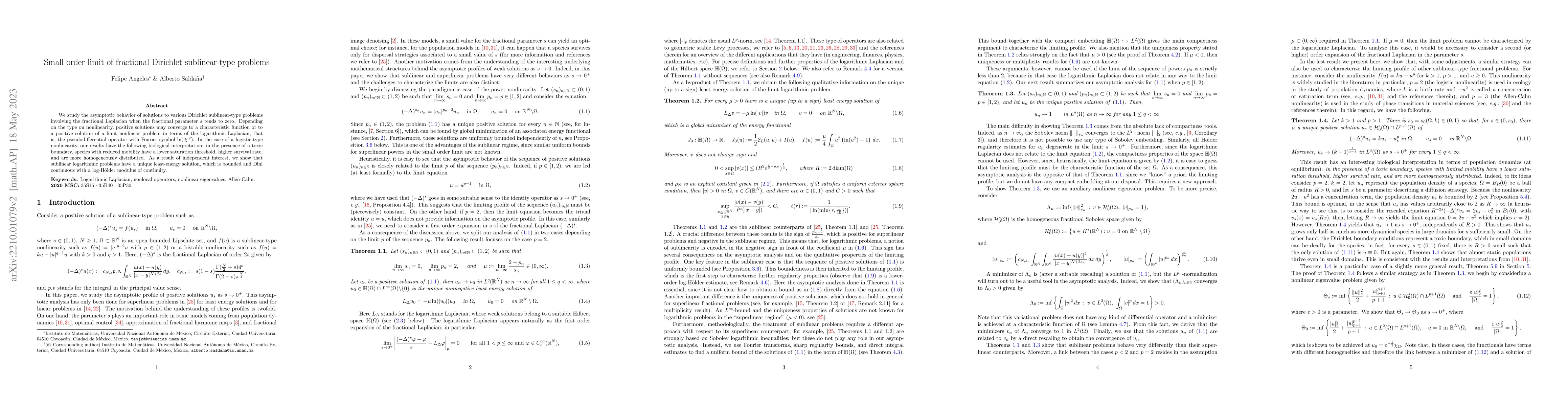 Thumbnail for Small order limit of fractional Dirichlet sublinear-type problems
