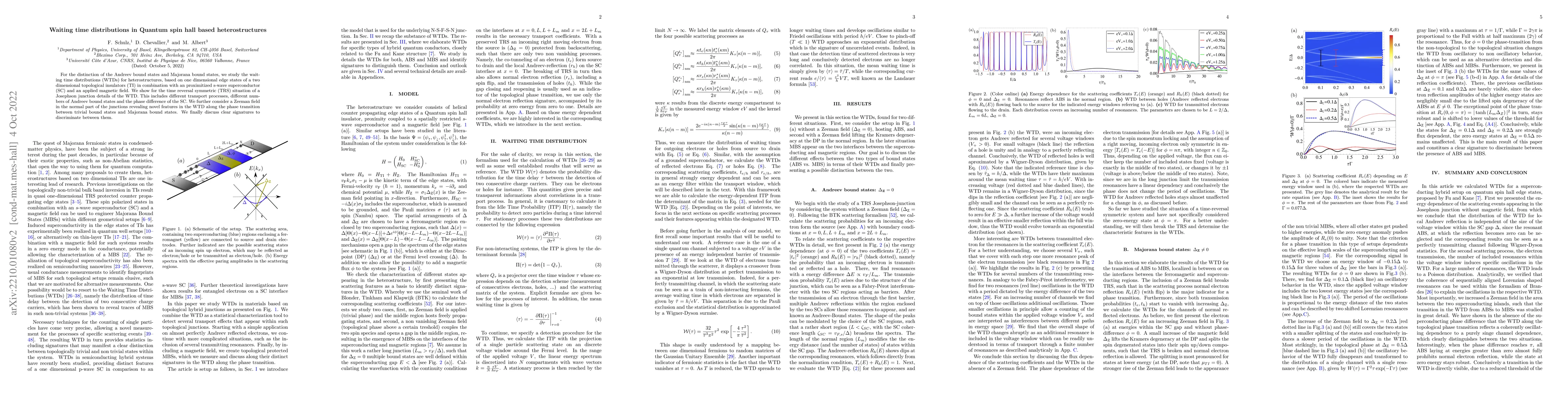Thumbnail for Waiting time distributions in Quantum spin hall based heterostructures