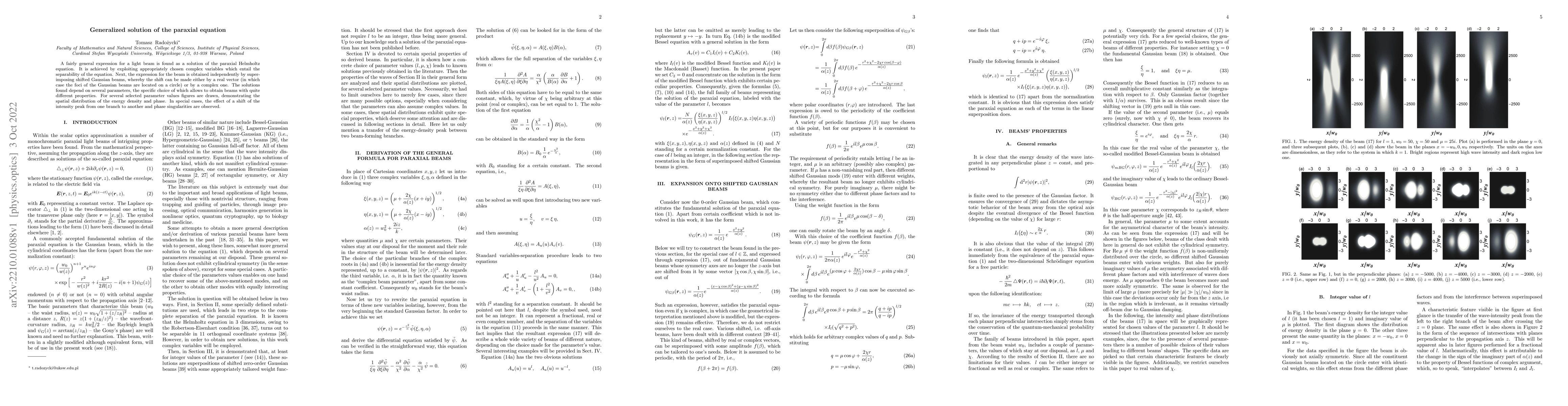 Thumbnail for Generalized solution of the paraxial equation